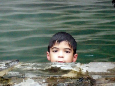 Anugerah in a pool in Cangar