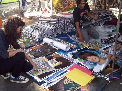 Posters vendor at Sunday Market Malang
